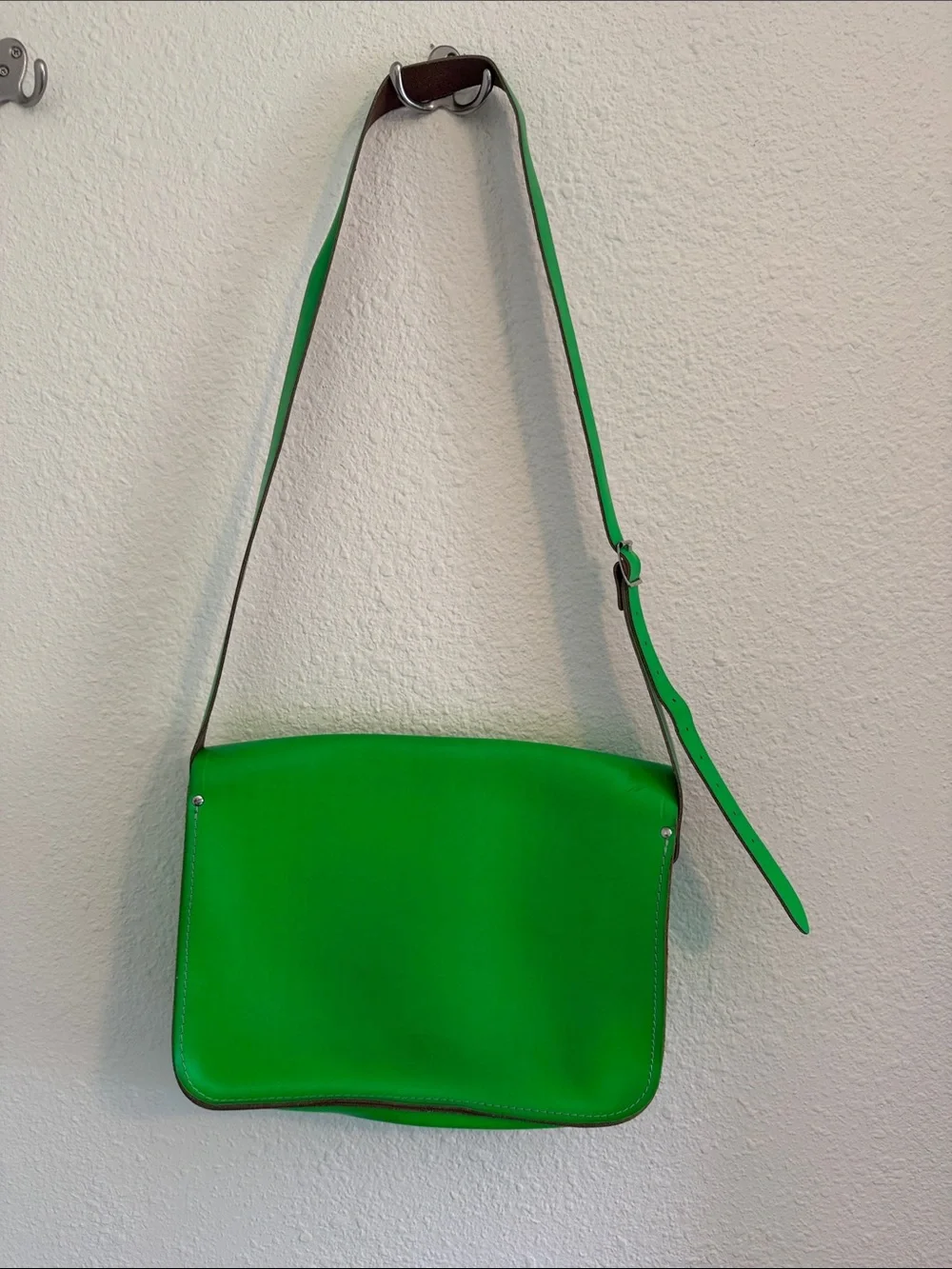 The Cambridge Satchel Company Neon Green Satchel with Brown Strap